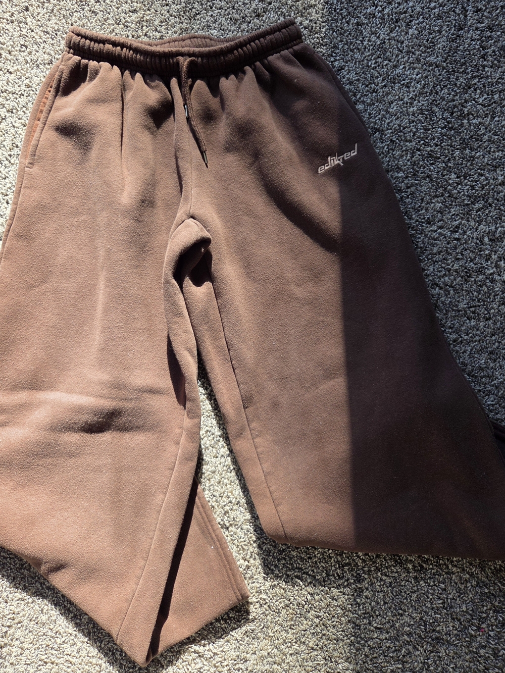 Edikted Brown Wide Leg Sweatpants with Drawstring